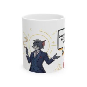 Home whimsical cat lawyer ceramic mug, funny animal mug, gift for pet lovers, coffee cup, unique office decor